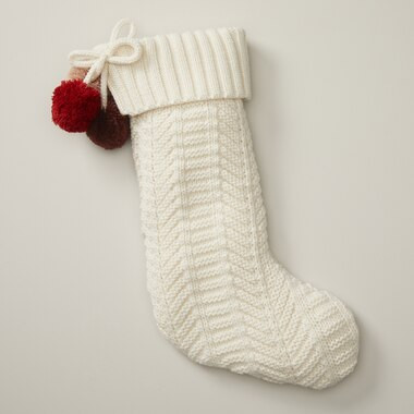 OUI CABLE KNIT IVORY HOLIDAY STOCKING | Indigo (CA)