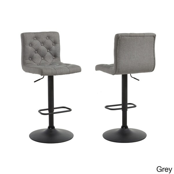 Strick & Bolton Sebastian Adjustable Button-tufted Stools (Set of 2) | Bed Bath & Beyond