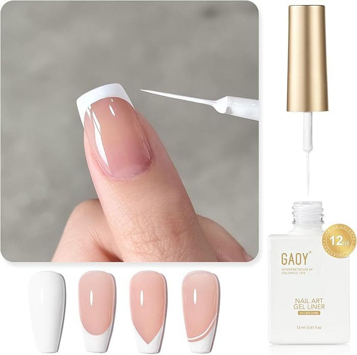 GAOY White Swirl Gel Nail Polish Art Liner, 12ml Classic Color Nail Paint Design with Thin Brush,... | Amazon (US)