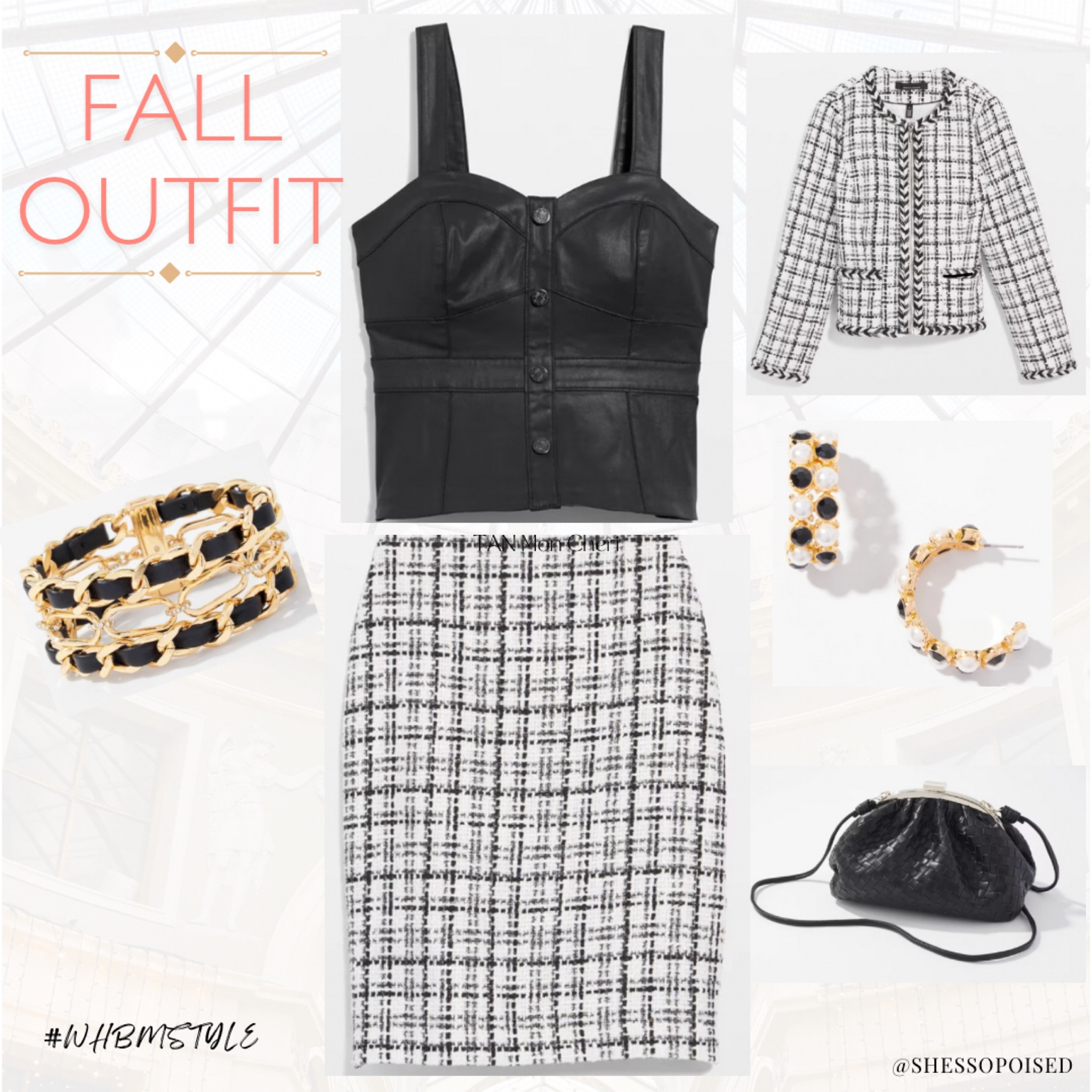 Fall Outfit - classic tweed pencil skirt and jacket to wear together as a suit or as separates. The bustier top gives the outfit an edgy look. 

#LTKWorkwear #LTKStyleTip #LTKOver40