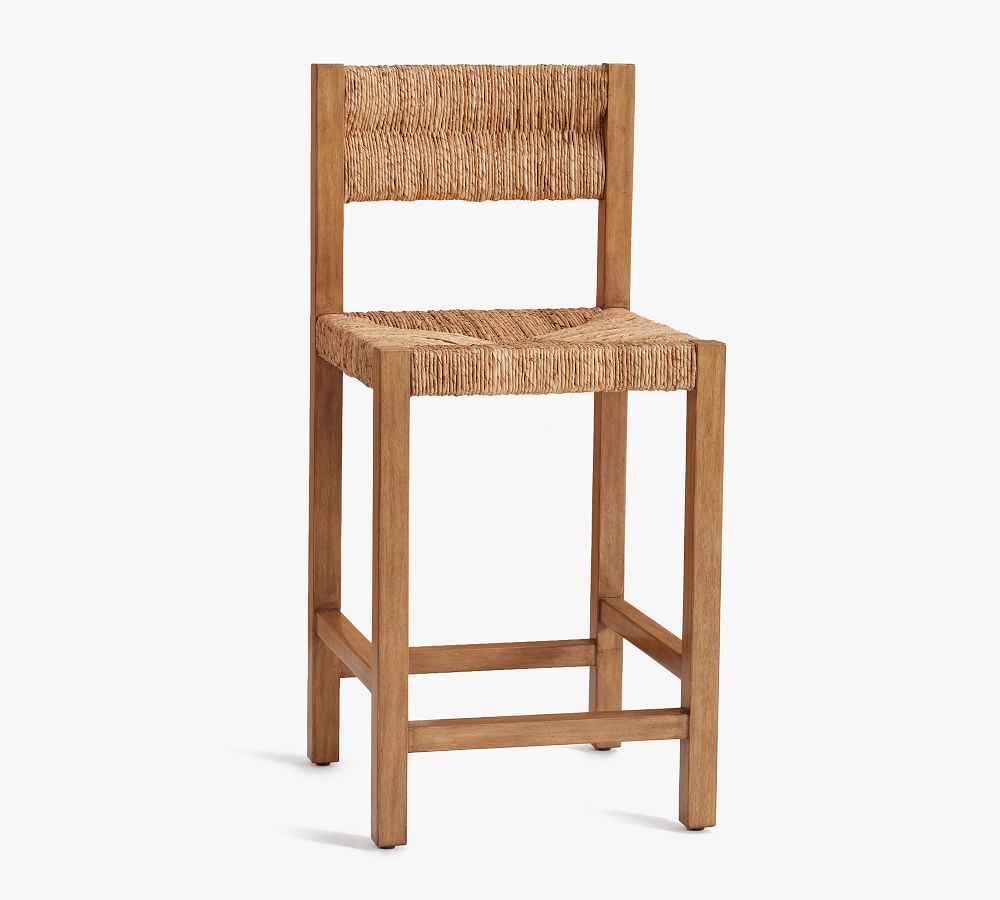 Malibu Woven Counter Stool, Honey | Pottery Barn (US)