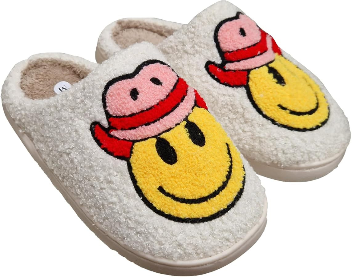 TOSH Ladies Mule Slippers Happy Face Smile Warm Lined Cushioned Padded Flat Slip Ons | Amazon (UK)