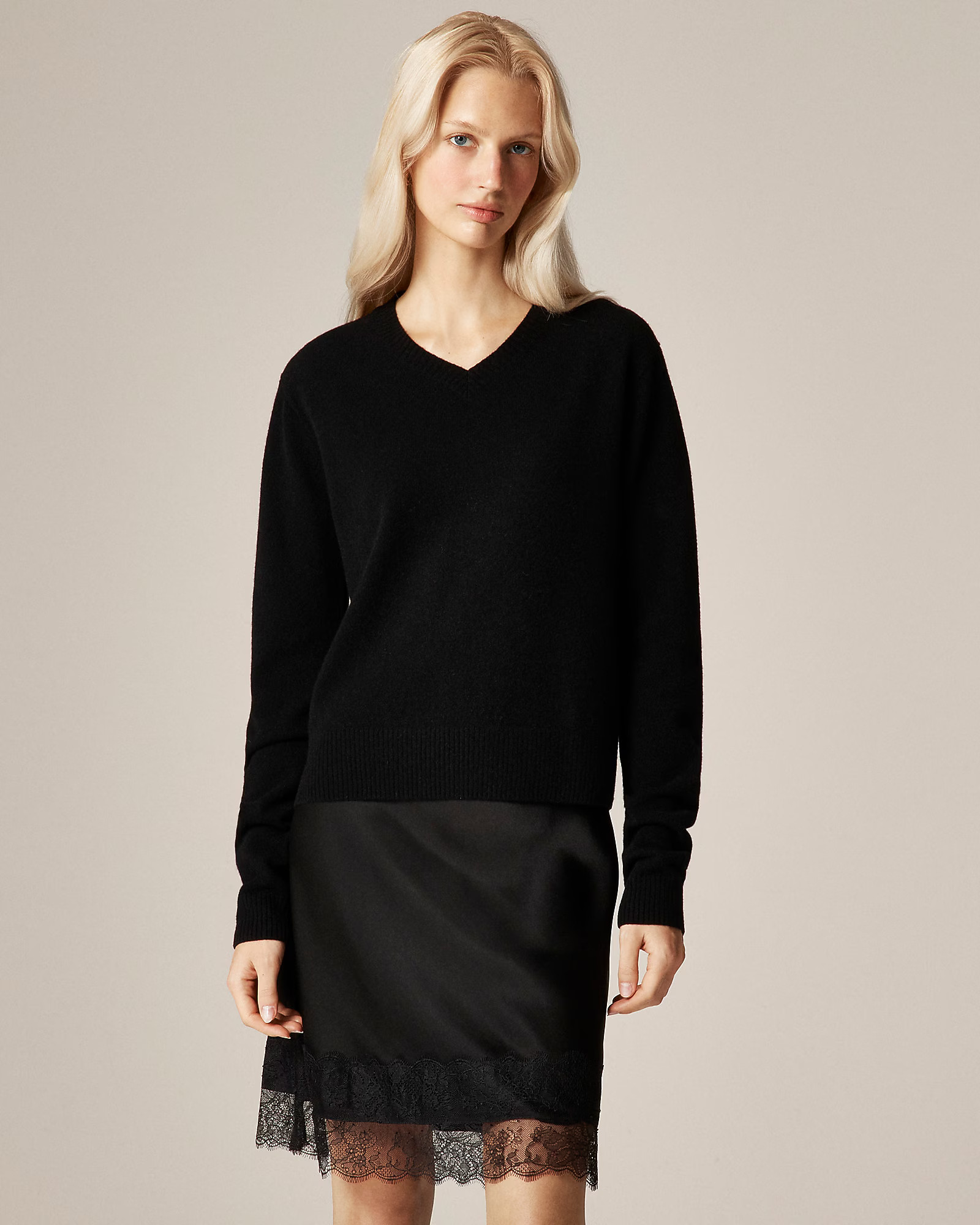 Cashmere high V-neck sweater | J. Crew US