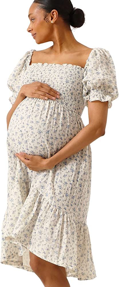 NOTHING FITS BUT Women’s Classic Nursing Sakura Dress, Soft Muslin Maternity Gown, Casual Mater... | Amazon (US)