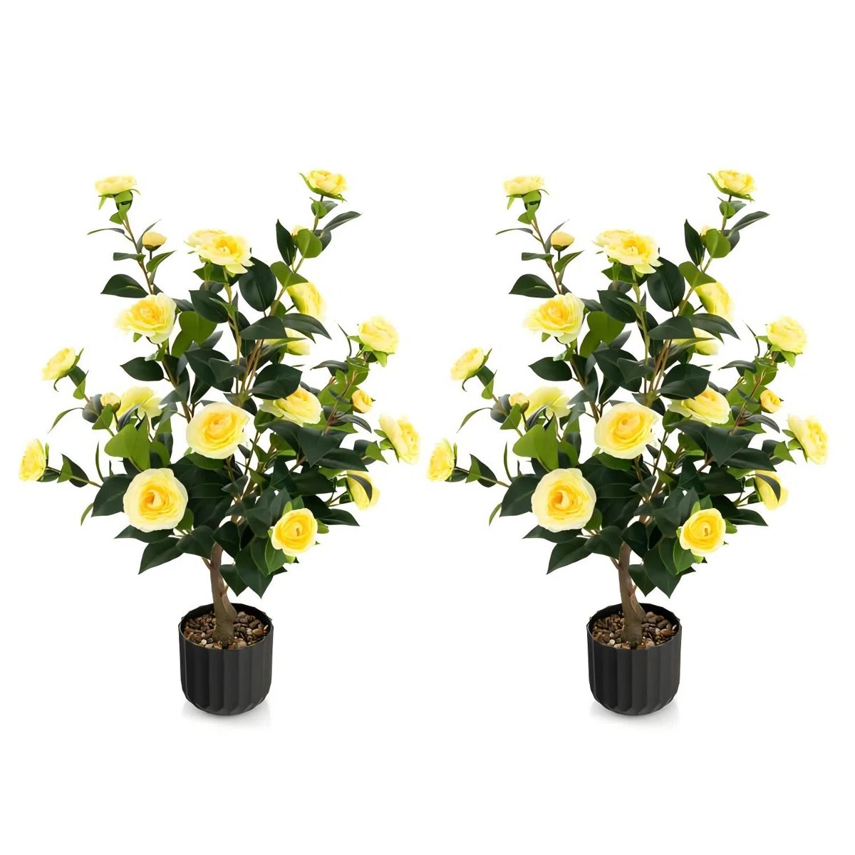38 In. Faux Camellia Tree In Pot Decorative Plant Indoor/Outdoor | Wayfair North America