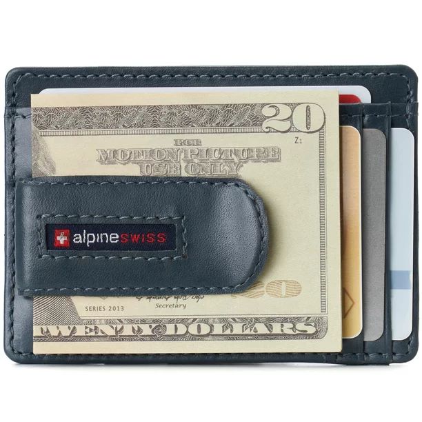 Alpine Swiss Mens RFID Safe Money Clip Wallet Minimalist ID Window Card Case FPW - Walmart.com | Walmart (US)