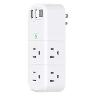 Rotating Plug Surge Protector 6-Outlet 2-Ports 1-Ports with 1800 Joules 3-Sided Splitter USB Extender for Travel | The Home Depot