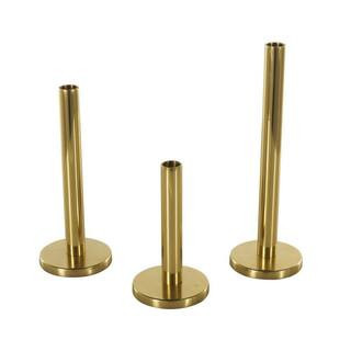 Litton Lane Gold Stainless Steel Metal Slim Minimalistic Candle Holder with Round Base (Set of 3)... | The Home Depot