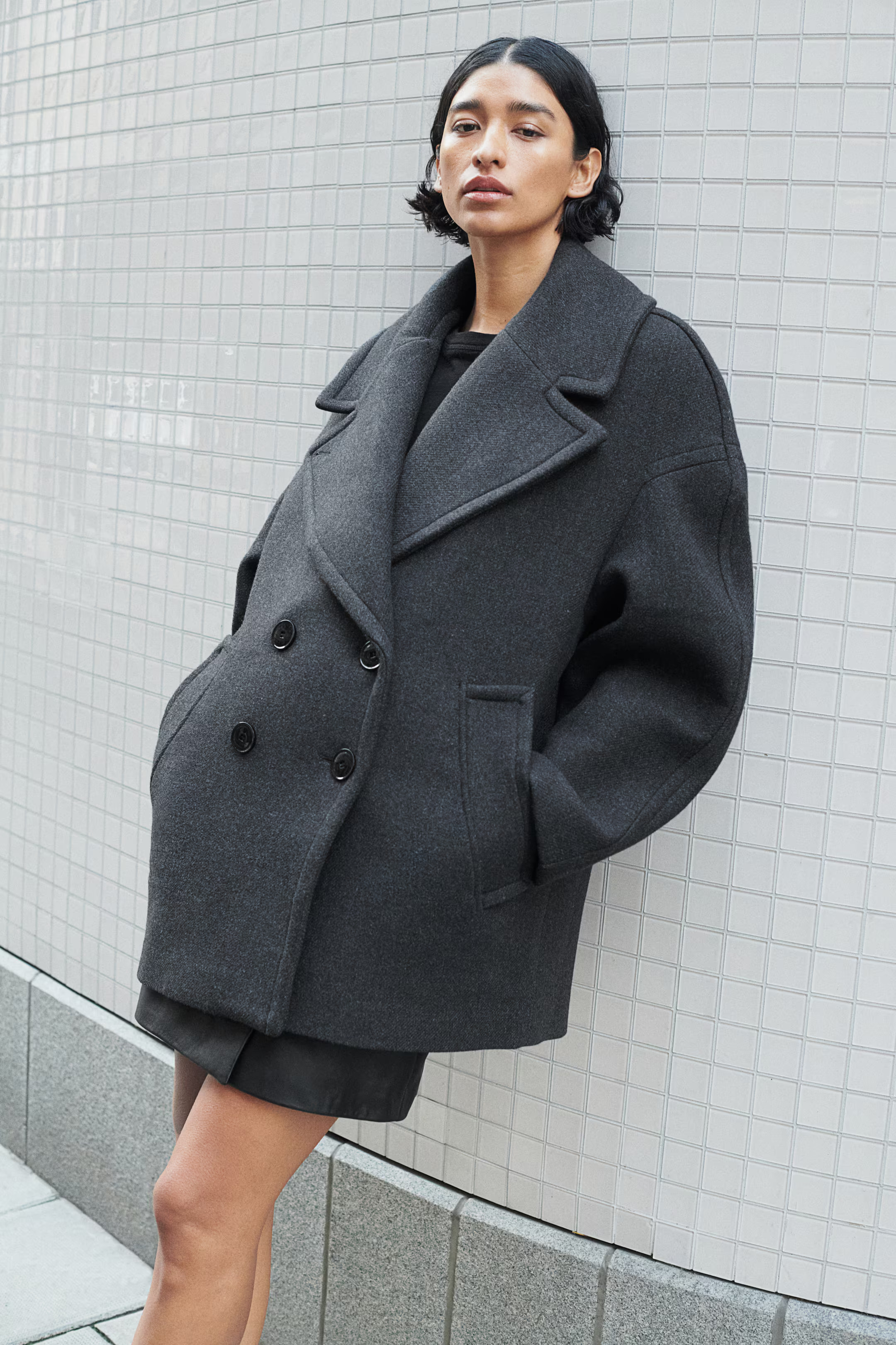 Wool-blend coat - Dark grey - Ladies | H&M GB | H&M (UK, MY, IN, SG, PH, TW, HK)