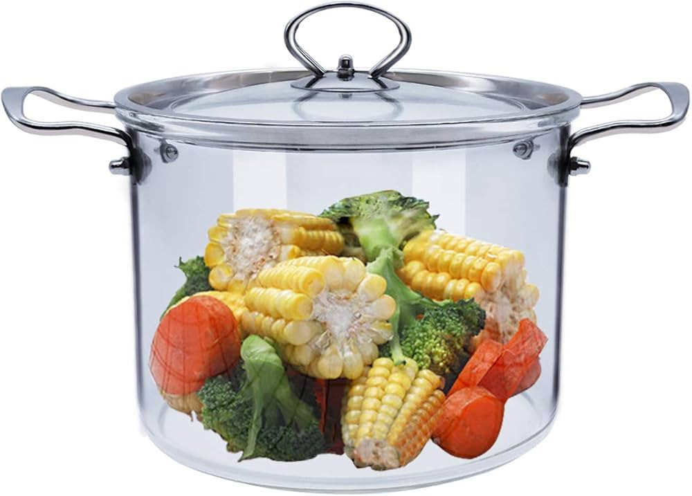 Glass Cooking Pot -5L Heatable Clear Stockpot Glass Saucepan with Lid - Transparent Glass Cooker ... | Amazon (UK)