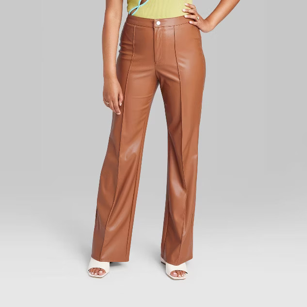 Women's High-Rise Faux Leather Flare Pants - Wild Fable™ | Target
