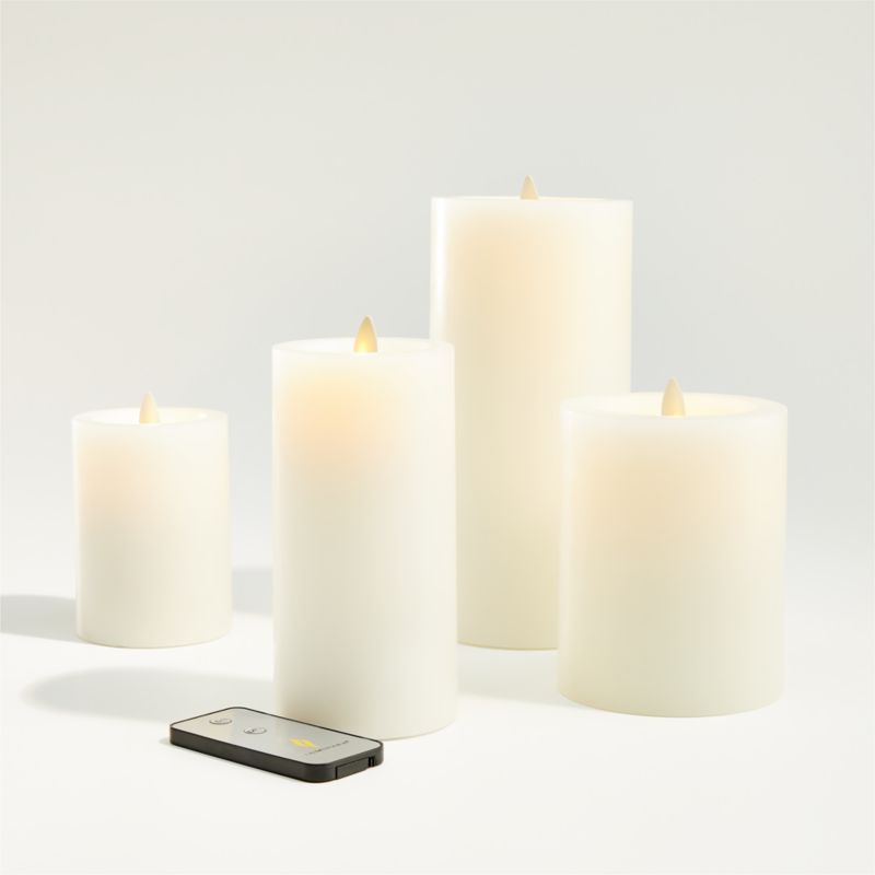 Warm White Flicker Flameless Wax Candles | Crate and Barrel | Crate & Barrel