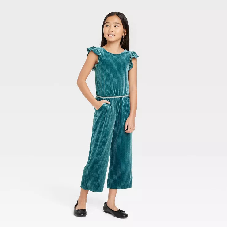 Girls' Flutter Sleeve Velour Jumpsuit - Cat & Jack™ | Target