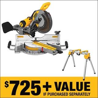DEWALT 15 Amp Corded 12 in. Double Bevel Sliding Compound Miter Saw, Blade Wrench, Material Clamp... | The Home Depot