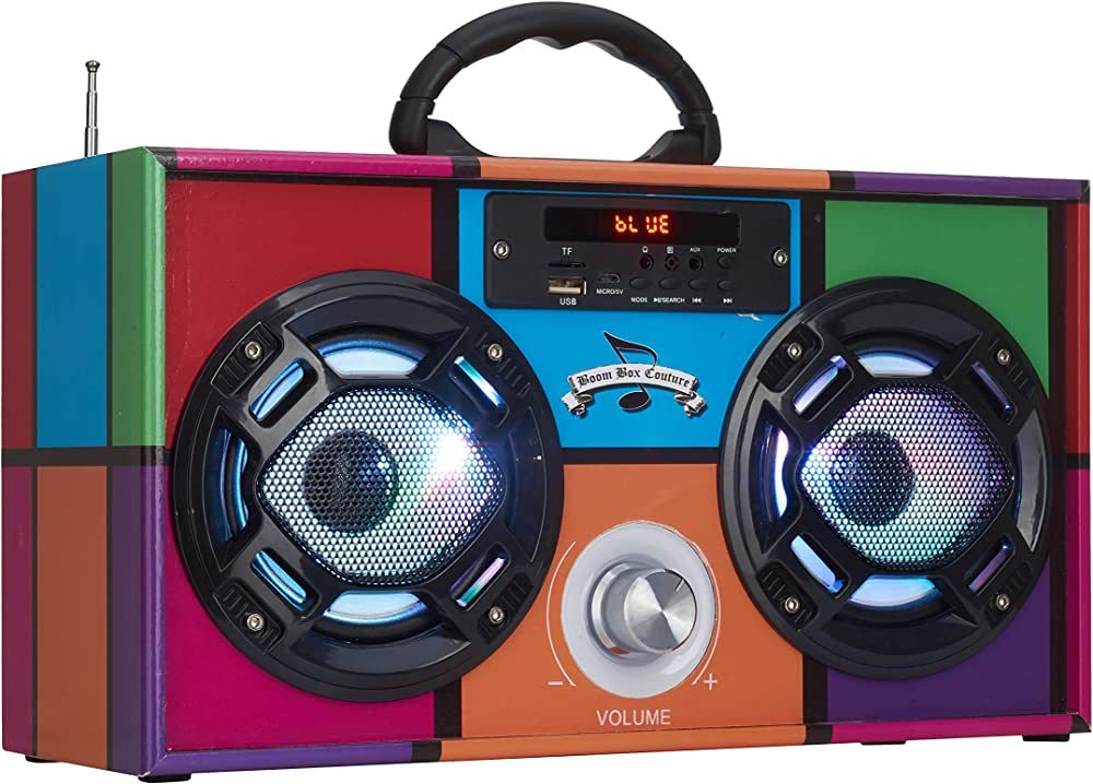 Wireless Express - Mini Boombox with LED Speakers – Retro Bluetooth Speaker w/Enhanced FM Radio... | Amazon (US)