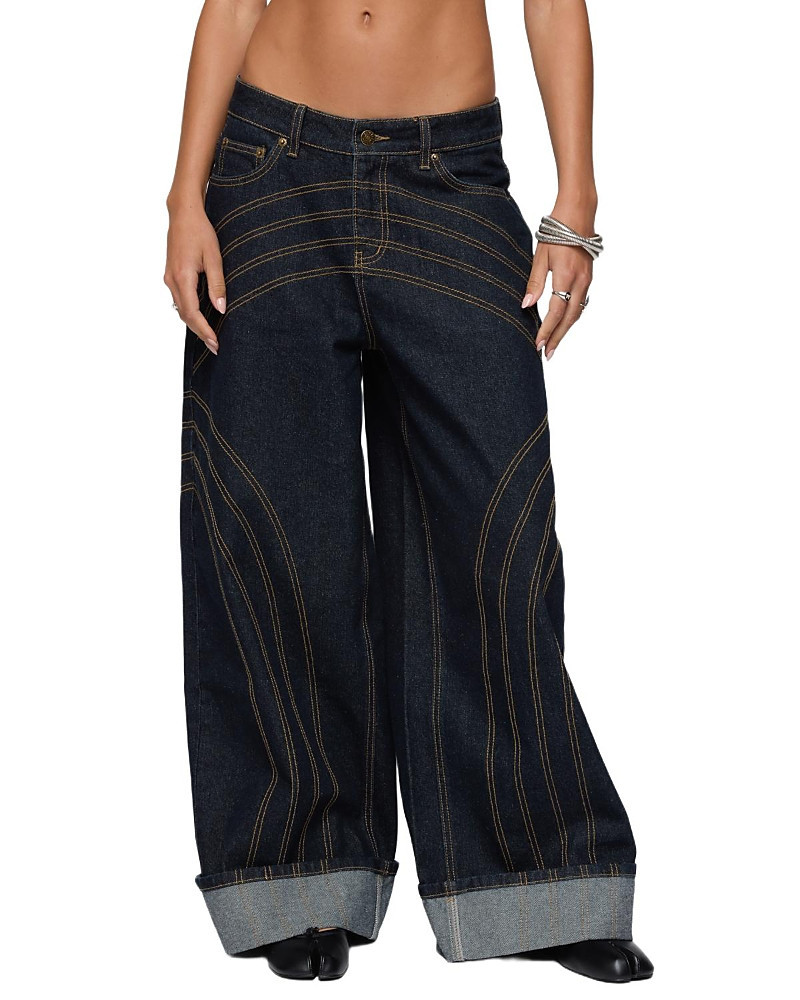 Edikted Cuffed Low Rise Wide Leg Jeans | Bloomingdale's (US)