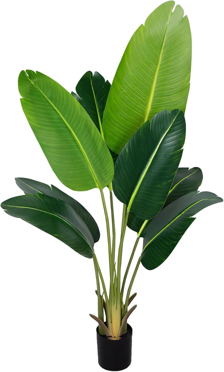 Artificial Bird of Paradise Plant 4Ft Fake Tropical Palm Tree with 8Trunks Faux Banana Leaf Trees... | Amazon (US)