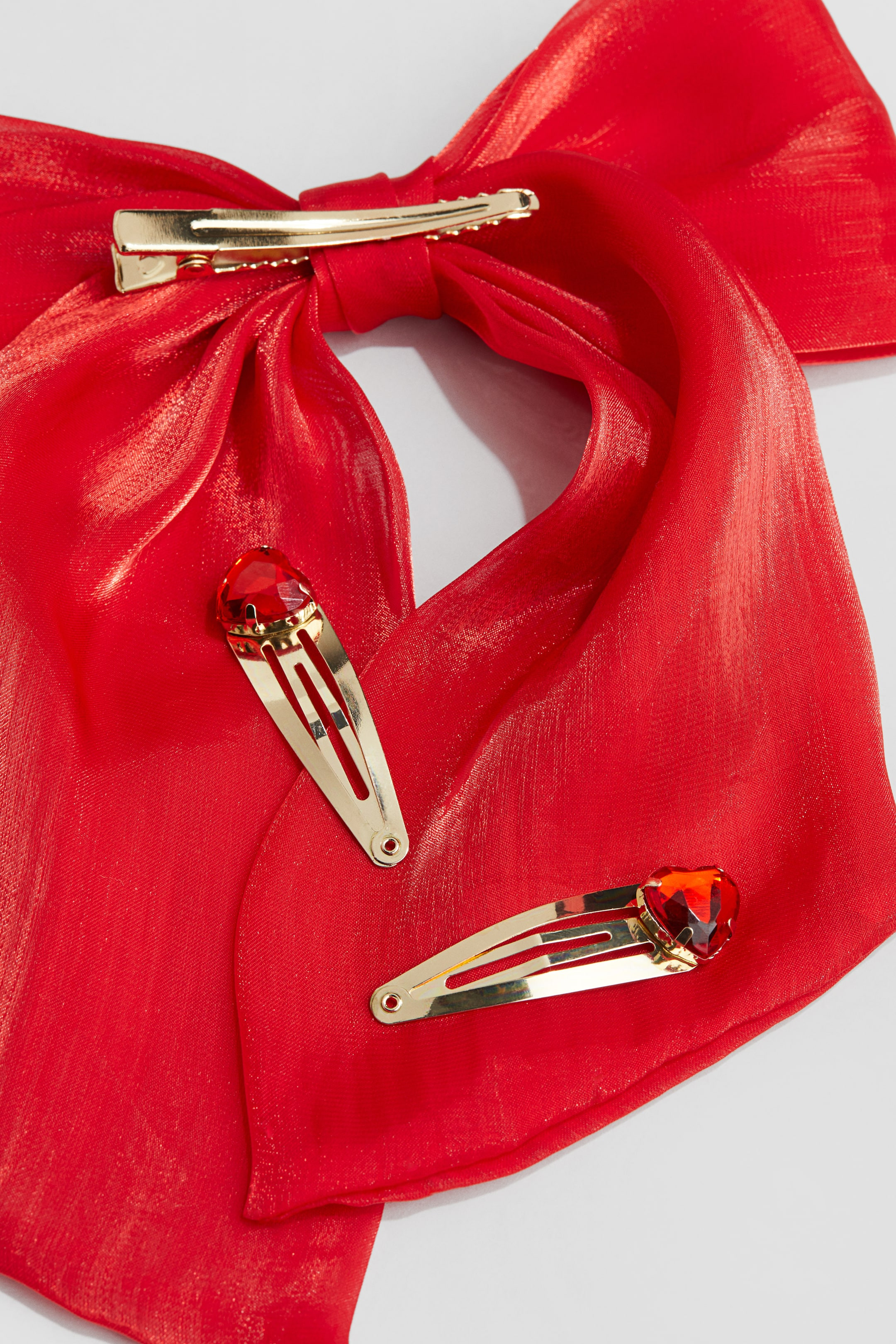 3-pack Hair Clips - Red/hearts - Kids | H&M US | H&M (US + CA)