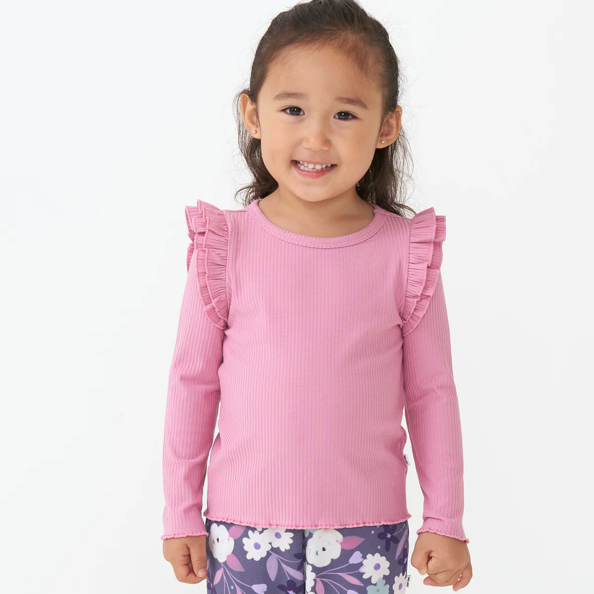 Garden Rose Ribbed Cozy Lettuce Tee | Little Sleepies