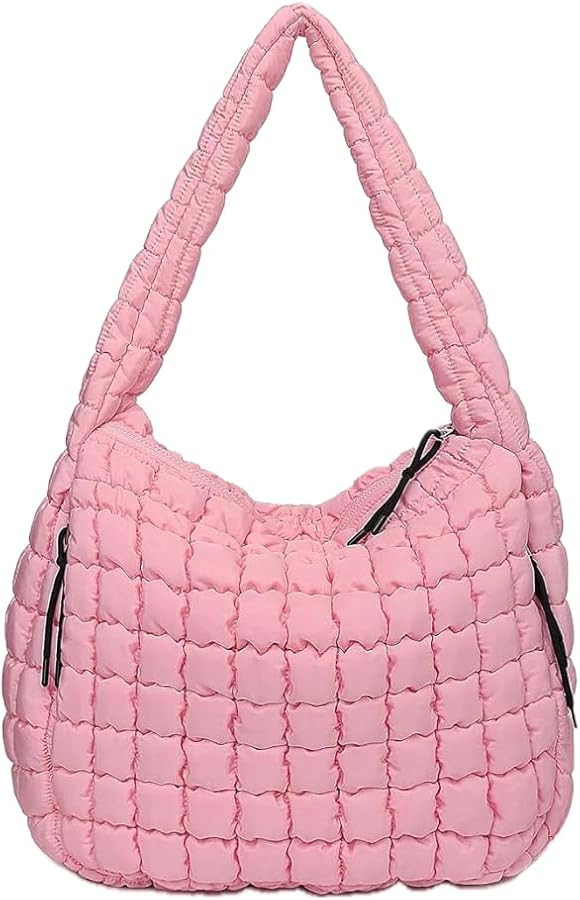 Quilted Puffer Hobo Bag, Large Nylon Crossbody Shoulder Tote, Lightweight Puffy Handbag with Zipp... | Amazon (US)