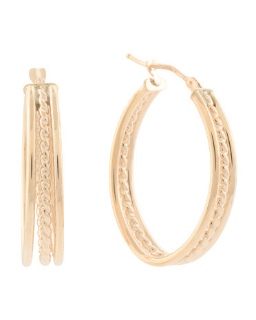 Made In Italy 14k Gold Triple Oval Hoop Earrings | TJ Maxx