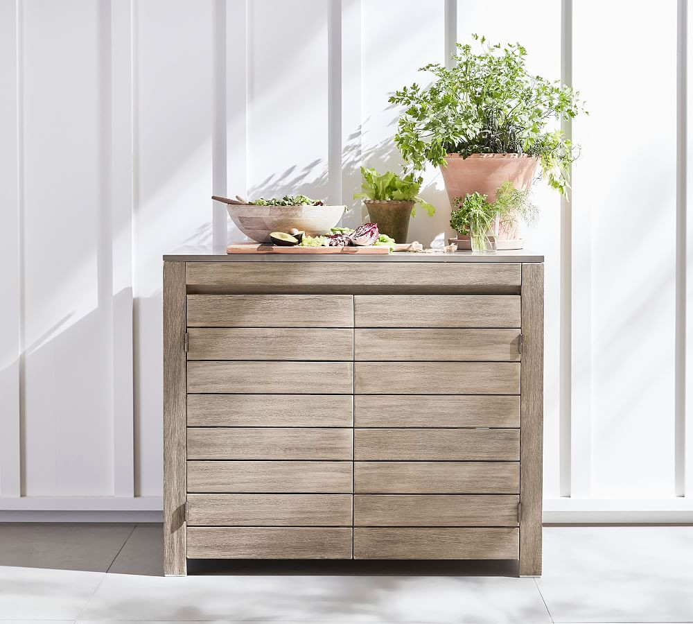 Indio Eucalyptus Outdoor Kitchen Double Cabinet | Pottery Barn (US)