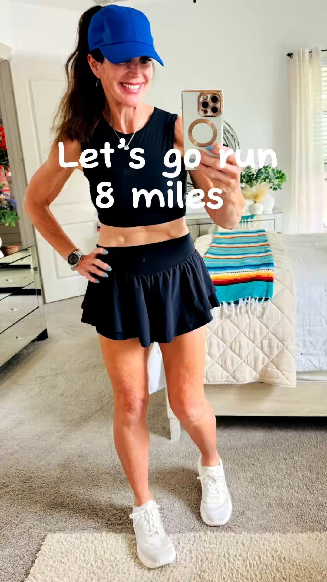 Let’s go run 8 miles!  First things first, gotta look cute!! 🥰 How adorable is this sheer mesh top and flowy shorts?  I love a high pony hat 🧢!  I have to use the earbuds that do not go inside your ear due to a kooky allergy I developed (only me I swear) but these are great for hearing what’s around you as well.  Always have an audiobook, currently listening to Lady Tremaine!  So good!   Such a gorgeous day!! 🙌🏻🏃🏻‍♀️

#LTKfitnessgoals #LTKOver40 #LTKActive