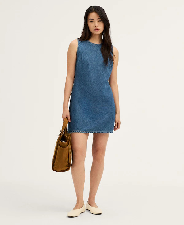 Crewneck Sleeveless Mini Dress in Airy Denim | Madewell