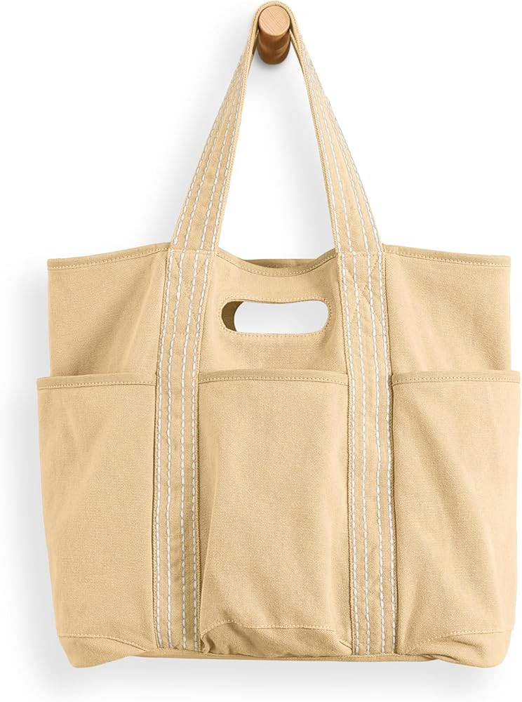 ODODOS 29L Oversized Canvas Tote Bag Large Capacity Open Top Shoulder Bags for Gym Workout Shoppi... | Amazon (US)