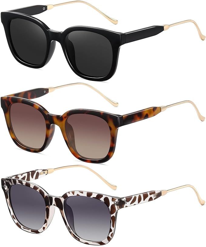 Polarized Sunglasses for Women Men Classic Square Sunglasses Retro Trendy Shades Sun Glasses UV40... | Amazon (US)