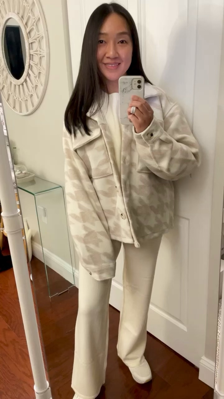 #WalmartPartner #WalmartFashion @walmartfashion I accidentally ordered this $34.98 shacket in size XL. I reordered it in size S & M for comparison and will share the updated fit when they arrive. 

Sweater set in XS.

#LTKunder100 #LTKSeasonal #LTKunder50