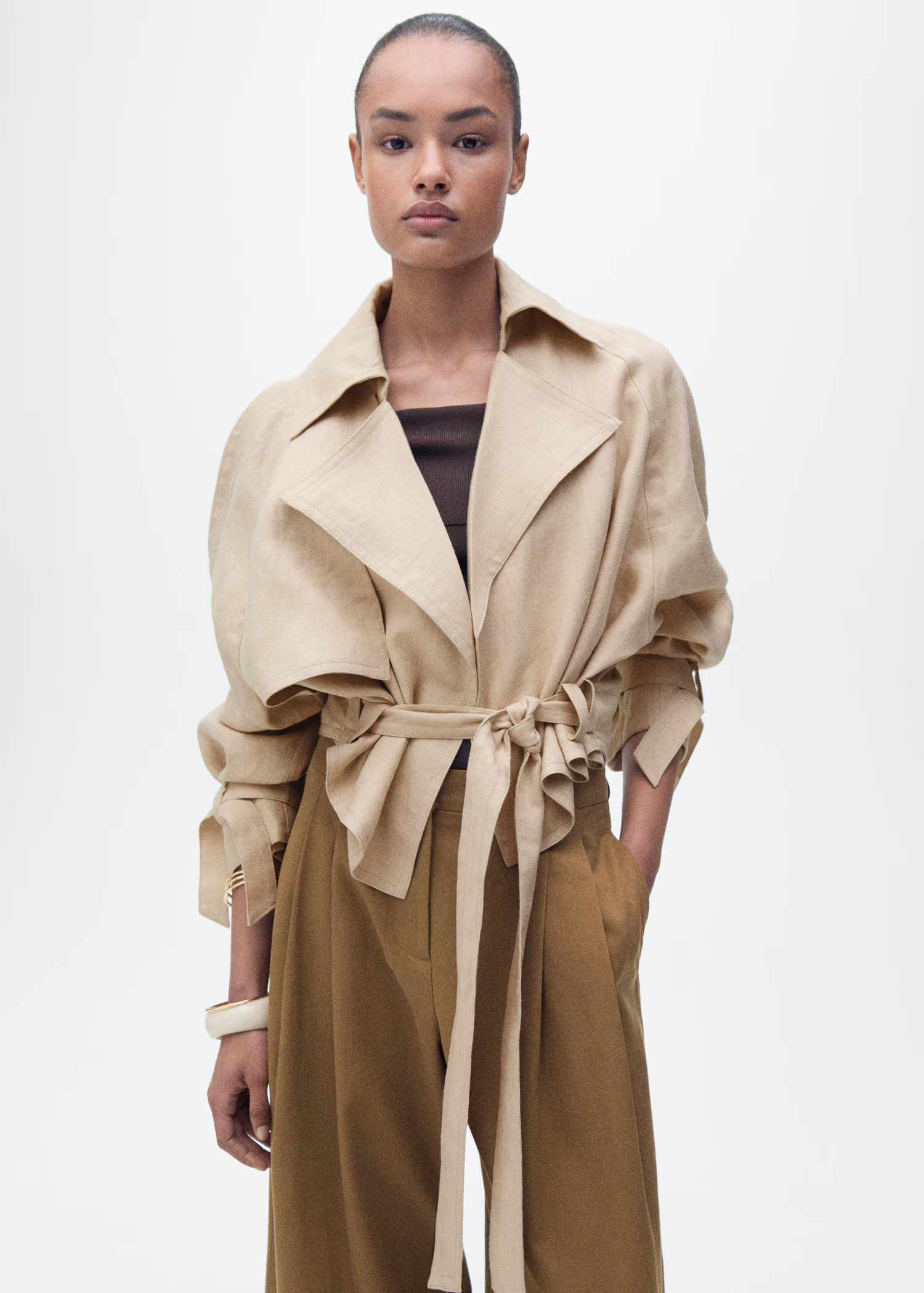 Linen jacket with belt - Women | MANGO USA | Mango (US/MX/AU)