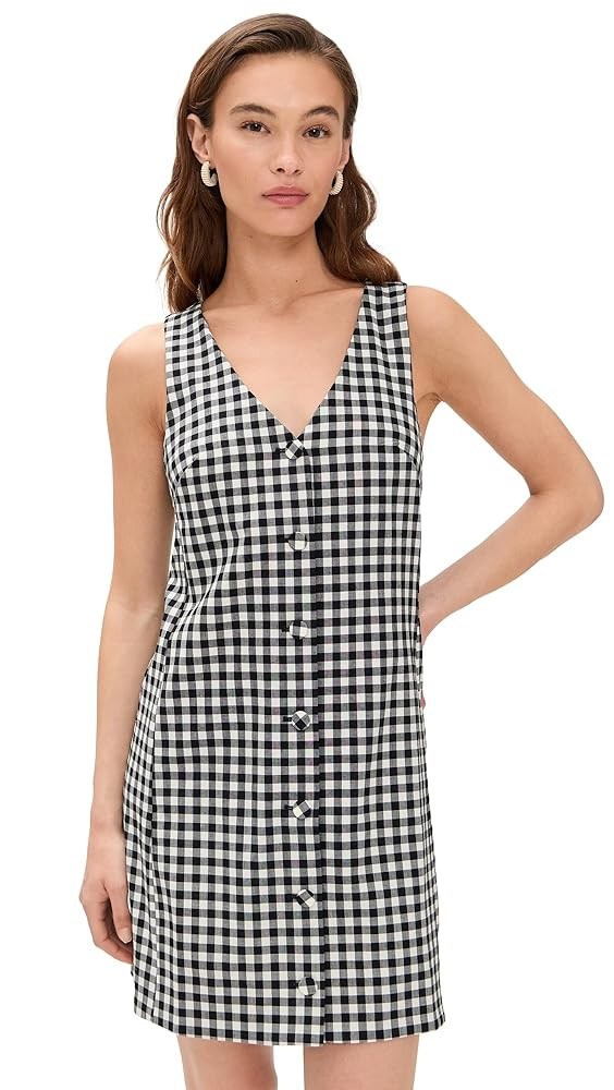 Madewell Women's V-Neck Mini Vest Dress in Gingham | Amazon (US)