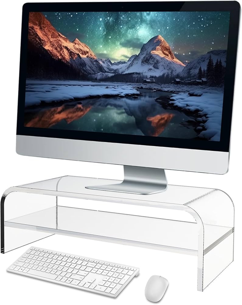 Acrylic Computer Monitor Stand, Laptop Riser with Storage Shelf, Acrylic Monitor Riser for Desk f... | Amazon (CA)
