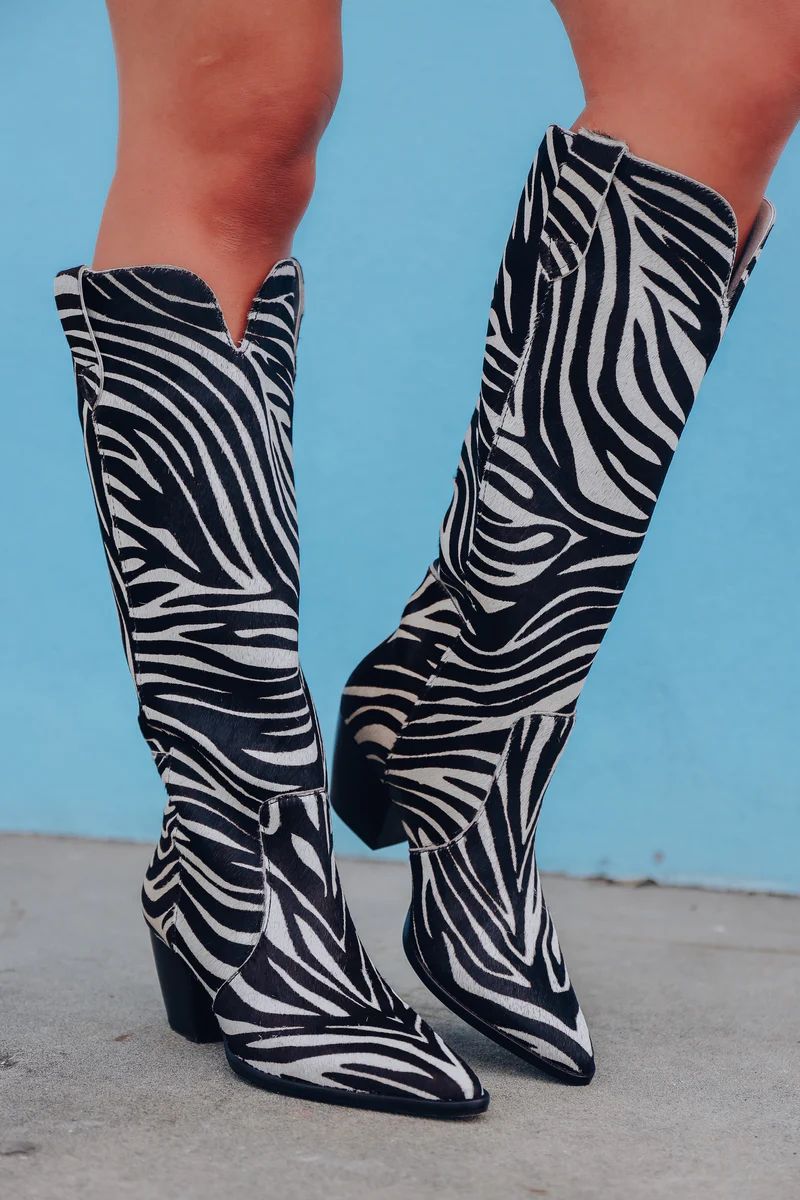 Stella Brown Zebra Western Boots By Matisse | Whiskey Darling Boutique