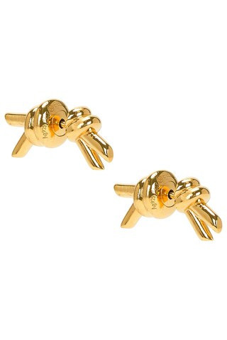Bottega Veneta Knot Earrings in Gold - Metallic Gold. Size all. | FWRD 