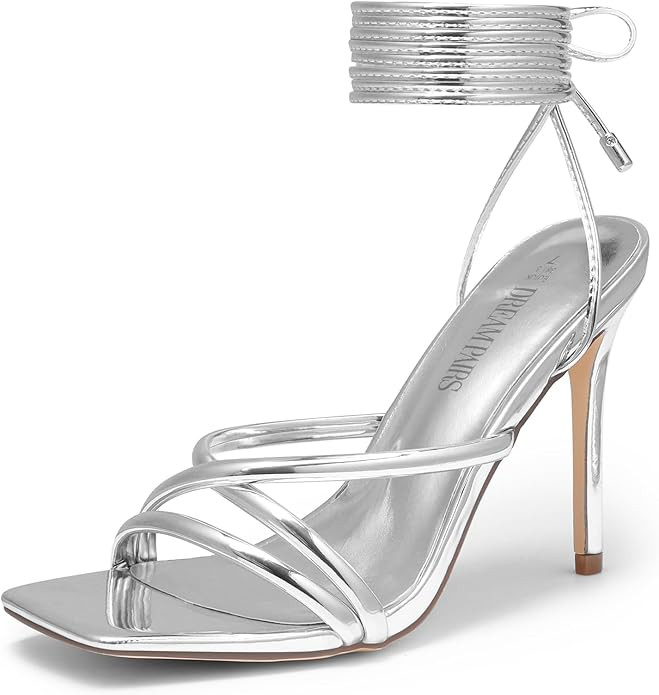 DREAM PAIRS Heels for Women Strappy High Stiletto Lace Up Heeled Sandals Square Open Toe Heels fo... | Amazon (US)