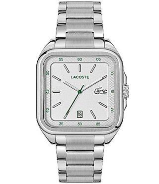 Lacoste Men's L12.12 Up Three Hand Stainless Steel Bracelet Watch - Silver | Dillard's