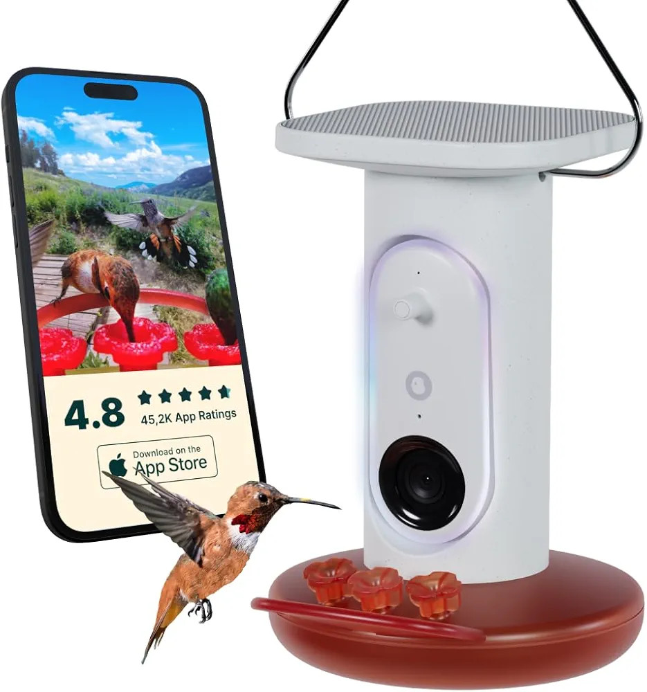 Bird Buddy Smart Solar Pro Hummingbird Feeder with Camera - AI Bird Identification, 2K Video, 5MP... | Amazon (US)