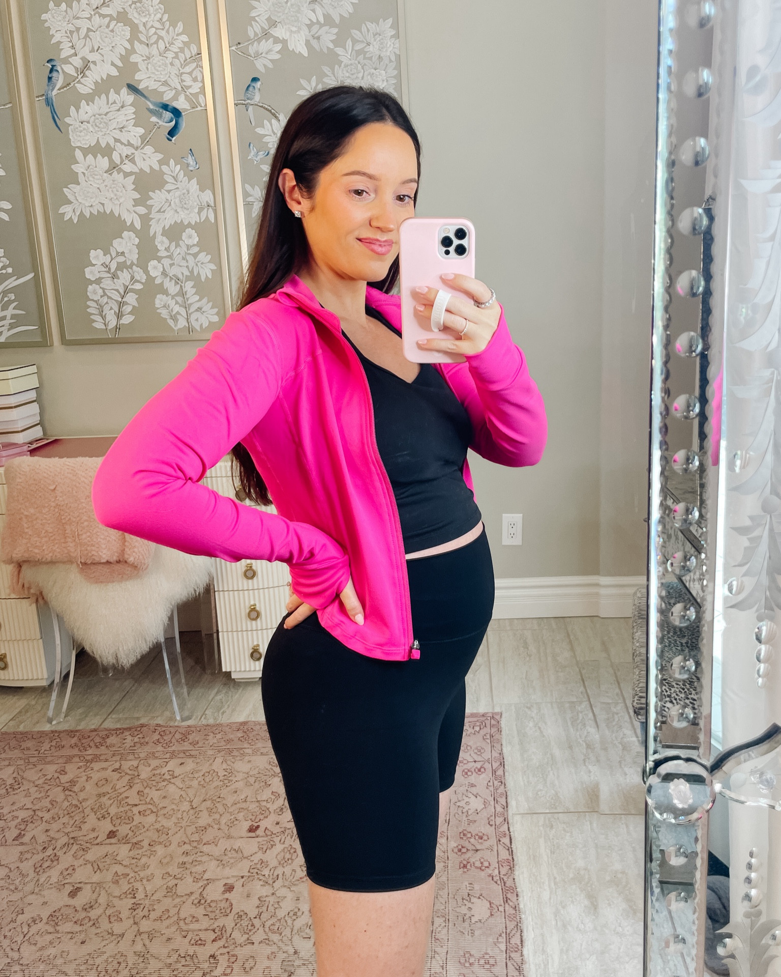 This cropped athletic zip up jacket from Amazon is amazing!!! Great quality and perfect for short / petite ladies! I’m wearing my true / pre pregnancy size XS and it works on my 21 week bump! Also these biker shorts are the best athletic shorts I’ve ever worn! They go up a little higher than most shorts and really stretch! They also have a silky texture so pet hair doesn’t stick to them! Wearing size small (pre pregnancy I was a XS) 

#LTKStyleTip #LTKFindsUnder50 #LTKBump