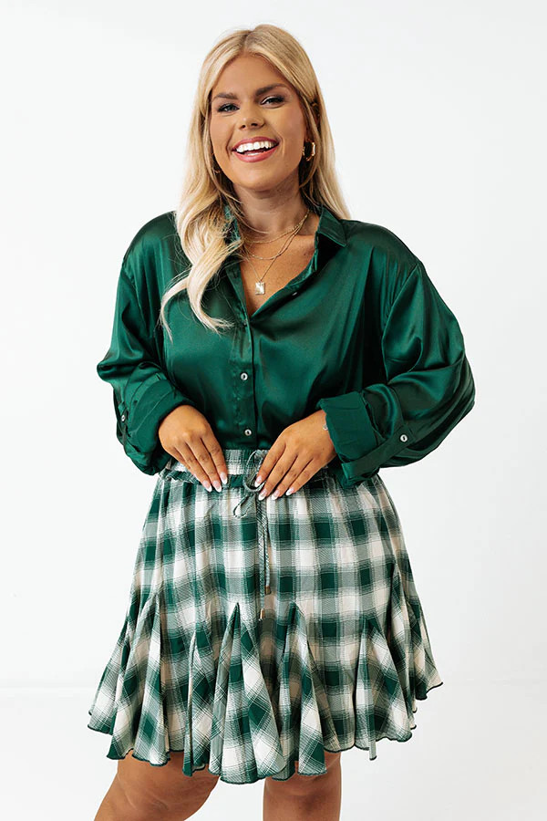 Small Town Holiday Skirt In Green Curves | Impressions Online Boutique