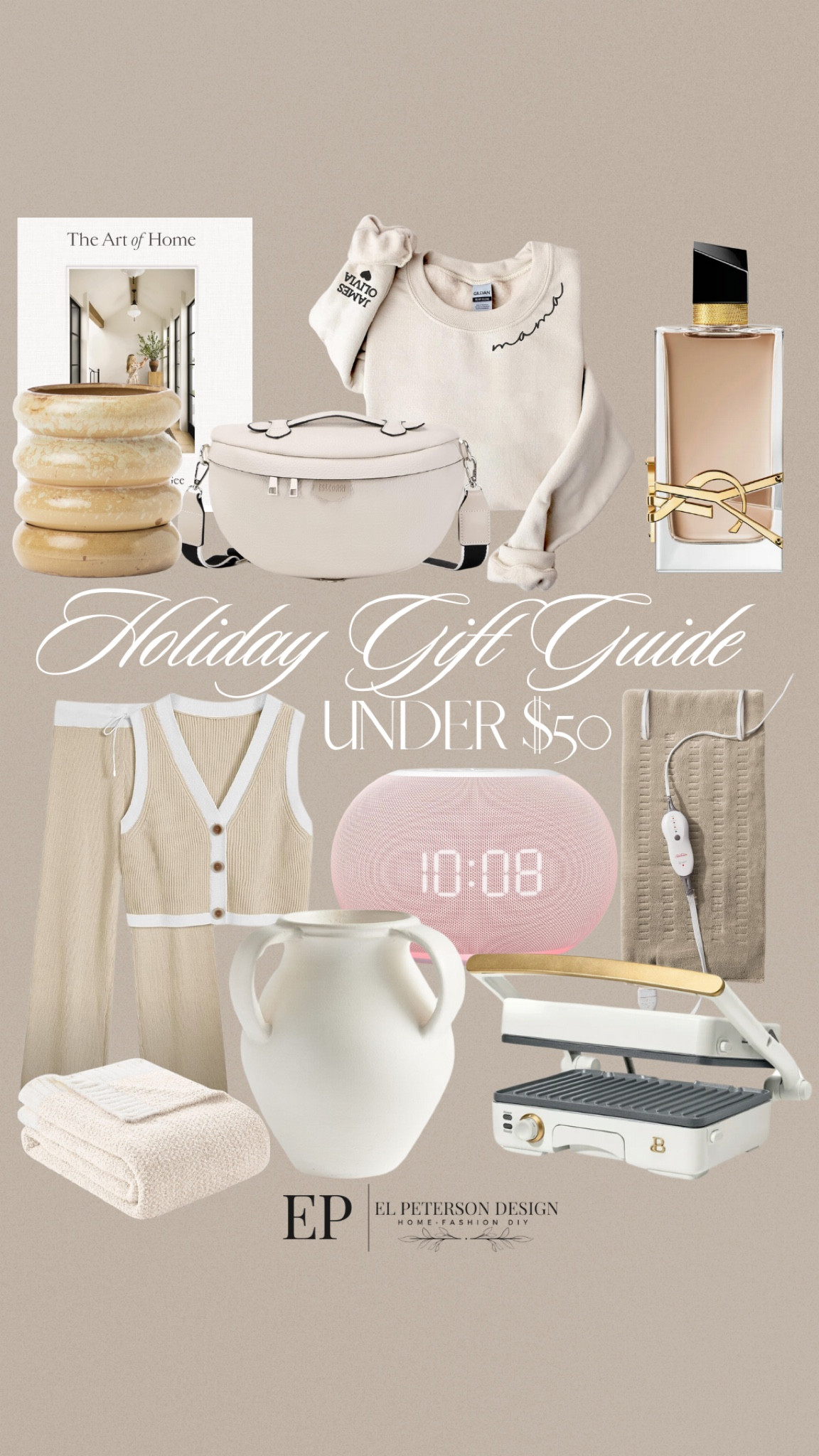 Gifts under $50
Coffee table book
Belt bag
Sweater
Lounge set
Vase
Blanket
Panini grill
Electric heating pad 



#LTKGiftGuide