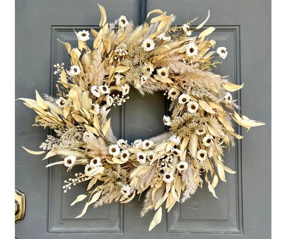 Summer to Fall Boho Everyday Wreath With Pampas Grass for - Etsy | Etsy (US)