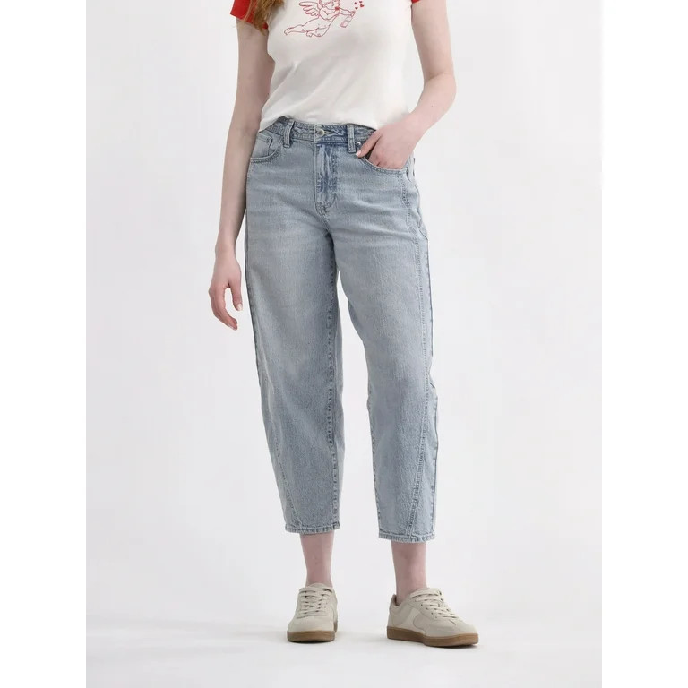 No Boundaries Barrel Wide Leg Jeans, 26" Inseam, Women’s and Women’s Plus | Walmart (US)