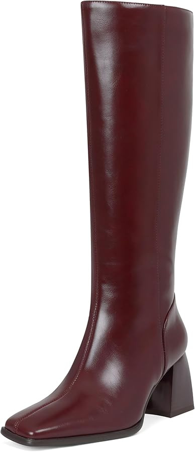 Kalstage Women's Knee High Boots Square Toe Chunky Fall Boots Comfortable Zip Up Dress Heeled Tal... | Amazon (US)