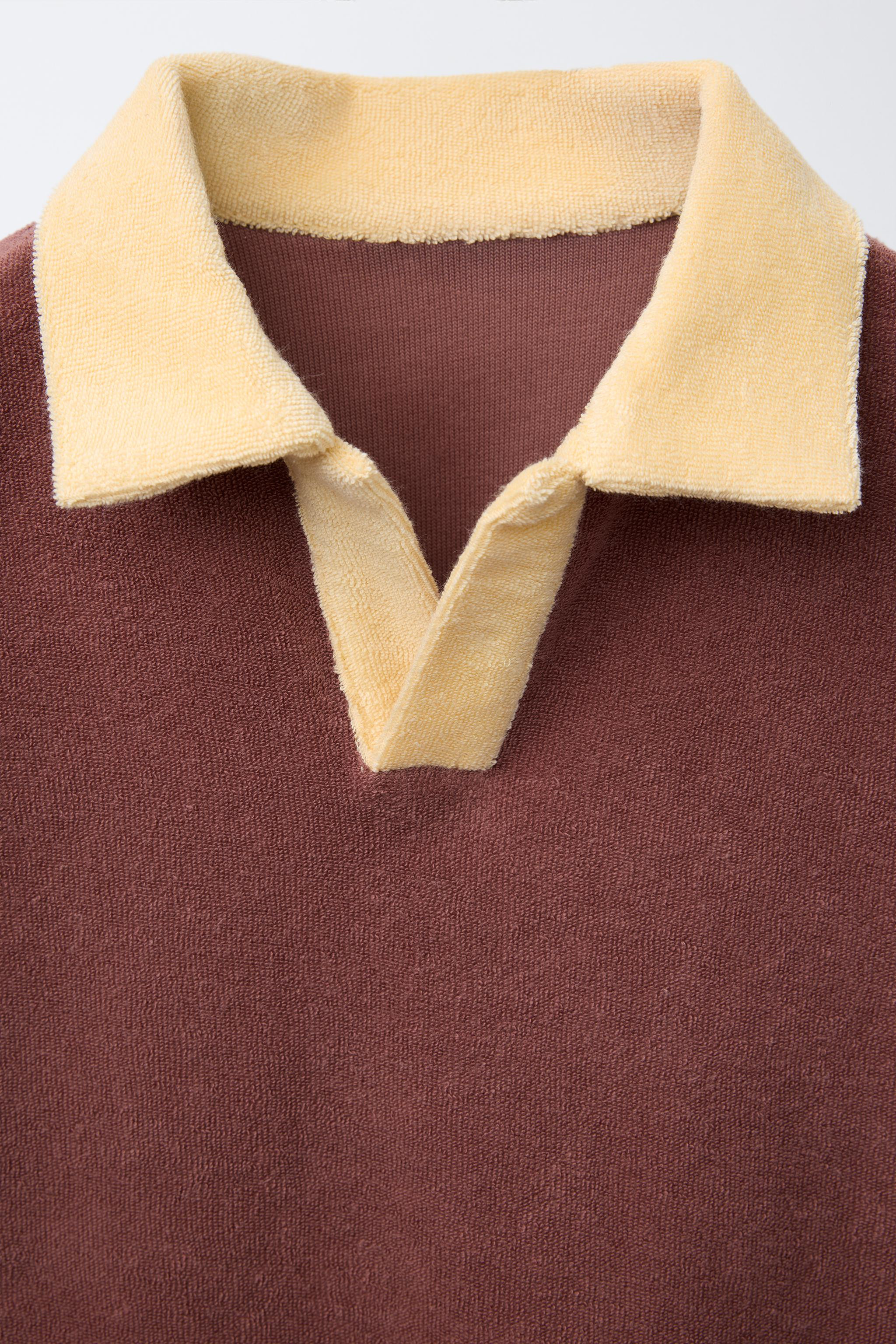 CONTRAST COLLAR TERRY POLO SHIRT | Zara US