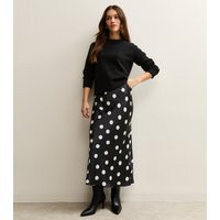 Women's Petite Black Polka Dot Bias Cut Midi Skirt New Look | New Look (UK)
