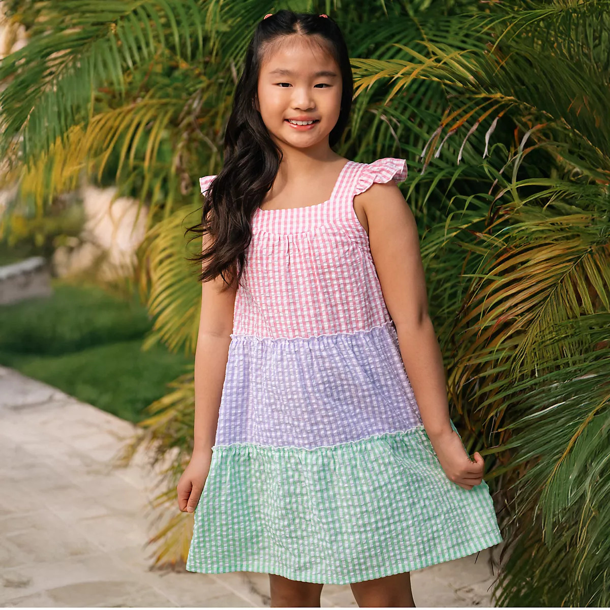 Girls Woven Tiered Dress | Lands' End (US)