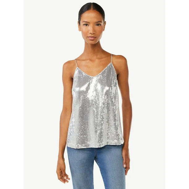 Scoop Women's Sequin Cami Top - Walmart.com | Walmart (US)