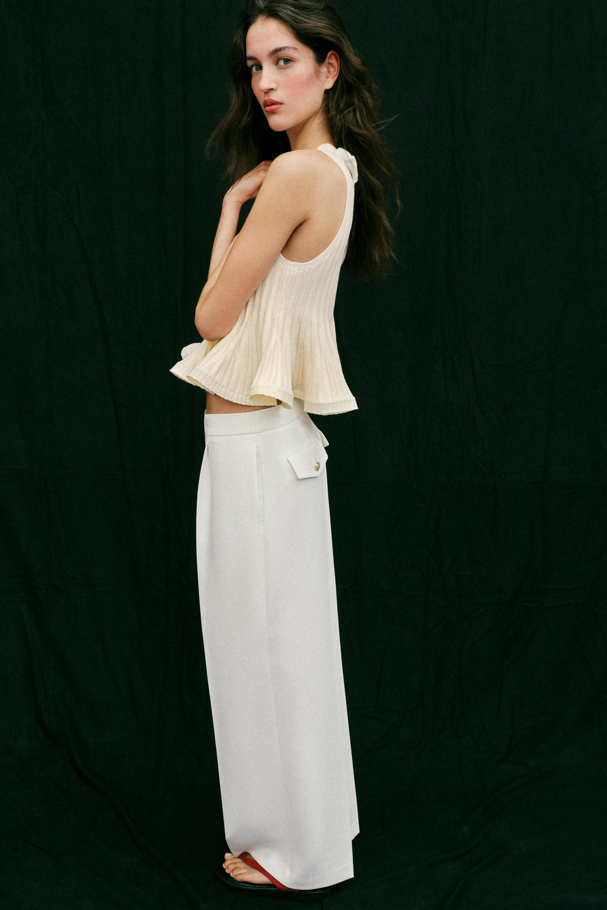 RIB KNIT PEPLUM TOP | Zara US